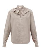 Matchesfashion.com See By Chlo - Tie Neck Houndstooth Twill Blouse - Womens - Beige