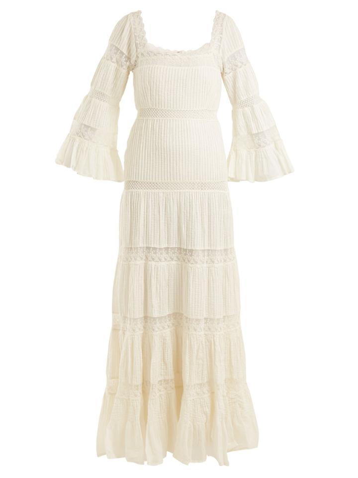 Mes Demoiselles Havilland Lace-insert Tiered Cotton-voile Dress