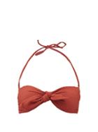 Matchesfashion.com Dodo Bar Or - Kyla Tie-front Seersucker Bandeau Bikini Top - Womens - Dark Red