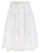 Matchesfashion.com Loup Charmant - Fontelli Tiered Cotton-eyelet Midi Skirt - Womens - White