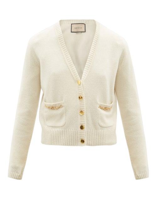 Gucci - Gg-chain Cashmere Cardigan - Womens - Ivory