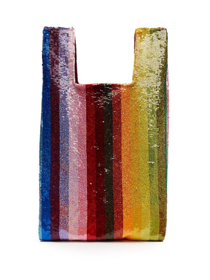 Ashish Striped Sequin-embellished Bag