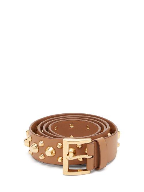Matchesfashion.com Prada - Studded Leather Belt - Womens - Tan