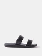 Ancient Greek Sandals - Enias Two-strap Leather Slides - Mens - Black