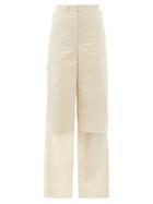 Matchesfashion.com Lemaire - Layered Cotton-ventile Wide-leg Cargo Trousers - Womens - Cream