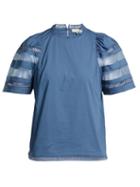 Matchesfashion.com Sea - Capri Puff Sleeve Cotton Top - Womens - Blue