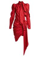 Matchesfashion.com Alexandre Vauthier - Polka Dot Print Silk Twill Mini Dress - Womens - Red
