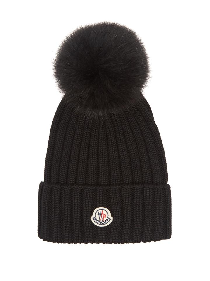 Moncler Pompom Wool And Fur Beanie Hat