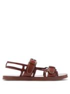 Matchesfashion.com Burberry - Caged Contrast-stitch Leather Sandals - Mens - Tan