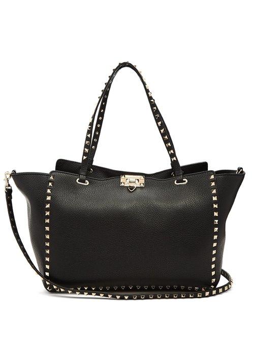 Matchesfashion.com Valentino - Rockstud Medium Leather Tote - Womens - Black