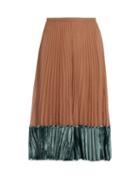 Valentino Velvet-panel Pleated Silk-georgette Midi Skirt