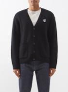 Maison Kitsun - Fox Head-patch Wool Cardigan - Mens - Black