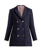 Matchesfashion.com Thom Browne - Double Breasted Wool Blend Blazer - Womens - Navy
