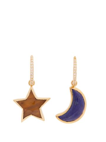 Theodora Warre Lapis-lazuli And Tiger-eye Gold-plated Earrings