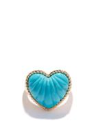 Ladies Fine Jewellery Yvonne Lon - Heart Turquoise & 9kt Gold Signet Ring - Womens - Blue Gold