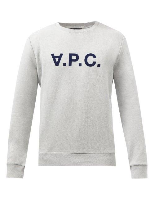 A.p.c. - Vpc-logo Cotton-jersey Sweatshirt - Mens - Grey
