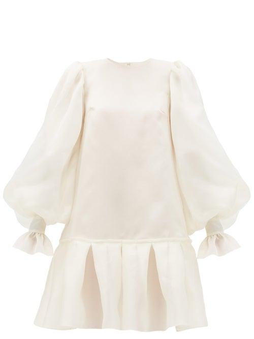 Matchesfashion.com Giles - Kristen Balloon-sleeved Silk-organza Mini Dress - Womens - Ivory