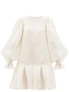 Matchesfashion.com Giles - Kristen Balloon-sleeved Silk-organza Mini Dress - Womens - Ivory