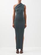 Rick Owens - One-shoulder Ribbed-cashmere Dress - Womens - Teal
