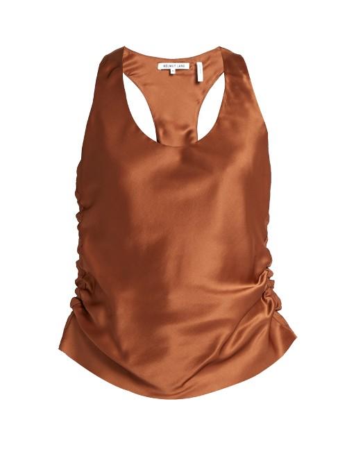Helmut Lang Ruched Silk-satin Cami Top