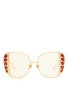 Matchesfashion.com Linda Farrow - Amelia Oversized 22kt Gold Plated Sunglasses - Womens - Gold Multi