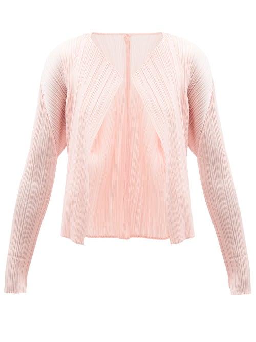 Pleats Please Issey Miyake - Technical-pleated Cardigan - Womens - Light Pink