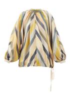 Matchesfashion.com Marrakshi Life - Striped Balloon-sleeve Cotton-blend Top - Womens - Multi