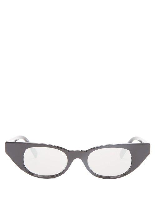 Matchesfashion.com Le Specs - The Breaker Cat Eye Acetate Sunglasses - Womens - Black Silver