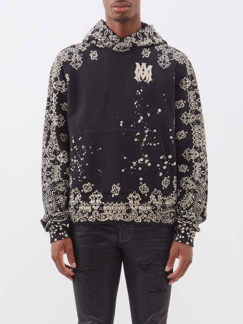 Amiri - Bandana-print Cotton-jersey Hooded Sweatshirt - Mens - Black