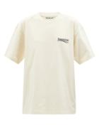 Balenciaga - Campaign Logo-embroidered Cotton-jersey T-shirt - Womens - Cream Multi
