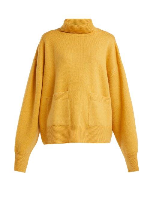 Matchesfashion.com Raey - Pocket Front Roll Neck Cashmere Sweater - Womens - Yellow