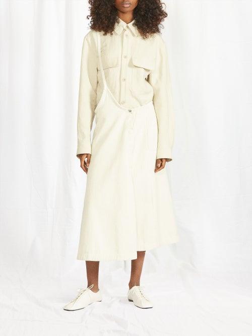 Lemaire - Denim Apron Midi Skirt - Womens - Ivory