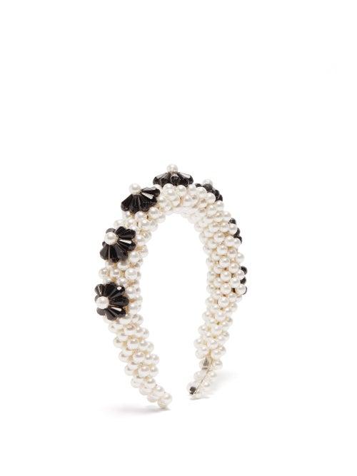 Matchesfashion.com Shrimps - Blaze Faux-pearl Embellished Headband - Womens - White Black