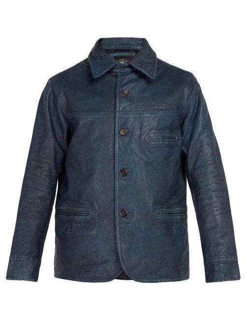 Matchesfashion.com Rrl - Vintage Effect Leather Jacket - Mens - Dark Navy