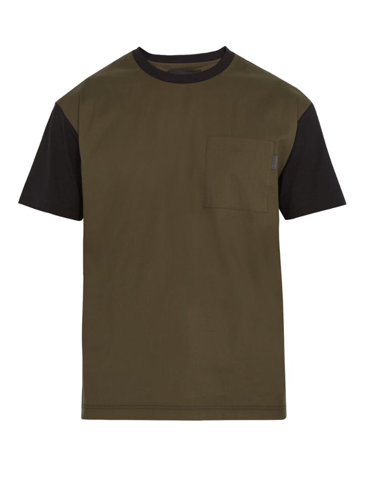 Prada Contrast-panel Cotton-blend T-shirt