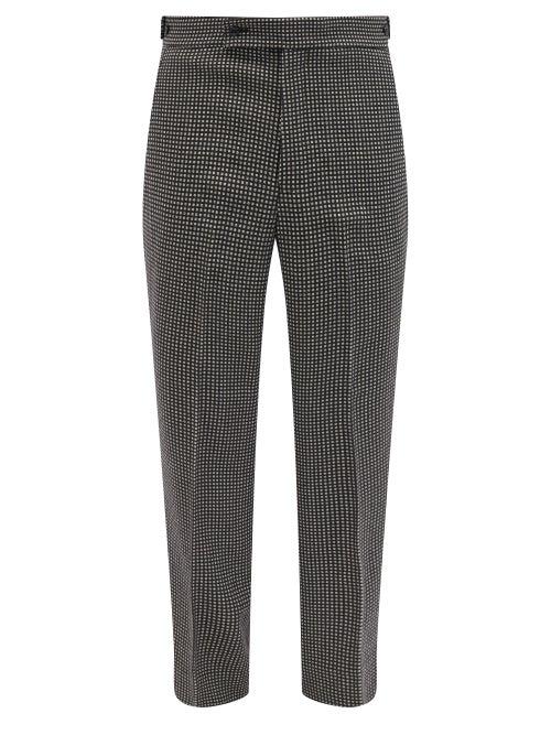 Matchesfashion.com Needles - Geometric-print Wool-blend Flannel Suit Trousers - Mens - Black