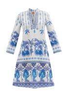 Matchesfashion.com Le Sirenuse, Positano - Malika Winter Garden-print Kaftan Dress - Womens - Blue Print