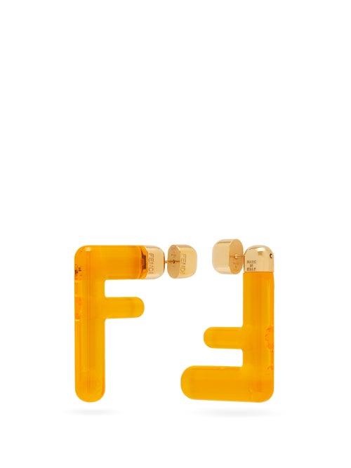 Matchesfashion.com Fendi - Ff Acetate Earrings - Womens - Yellow