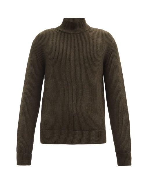 Matchesfashion.com Haider Ackermann - Ribbed Wool Roll-neck Sweater - Mens - Khaki