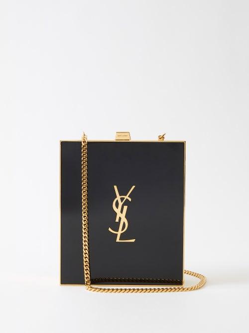 Saint Laurent - Ysl Metal And Plexi Box Clutch - Womens - Black Gold