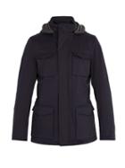 Matchesfashion.com Herno - Hooded Cotton Blend Jacket - Mens - Navy