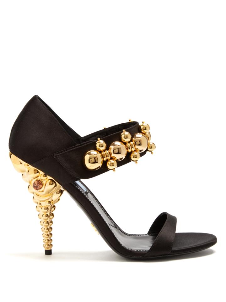 Prada Sculptured-heel Satin Sandals