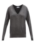 Raey - V-neck Merino Wool Sweater - Womens - Charcoal
