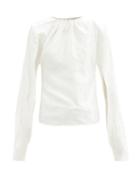 Matchesfashion.com The Attico - Split-sleeve Jacquard-satin Blouse - Womens - White