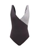 Cossie + Co - The Ashley V-neck Gingham Swimsuit - Womens - Black White