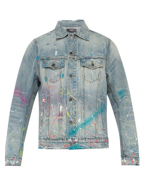 Matchesfashion.com Amiri - Graffiti Distressed Denim Jacket - Mens - Indigo