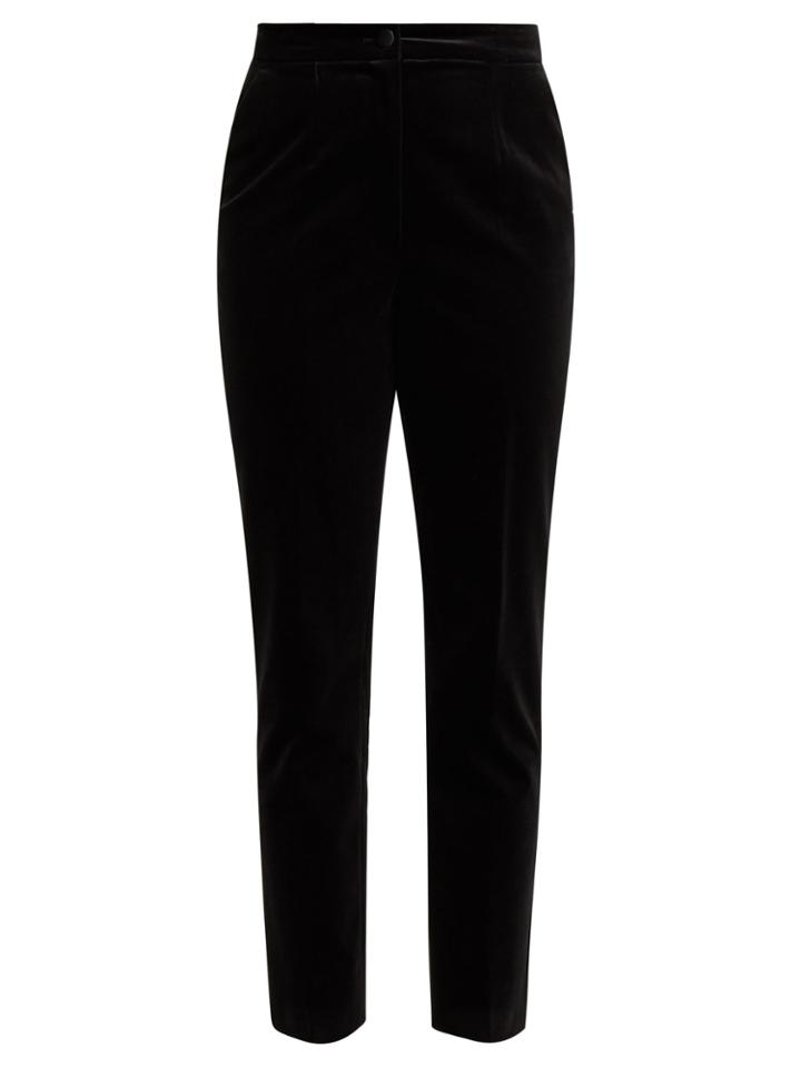 Dolce & Gabbana High-rise Cropped Velvet Trousers