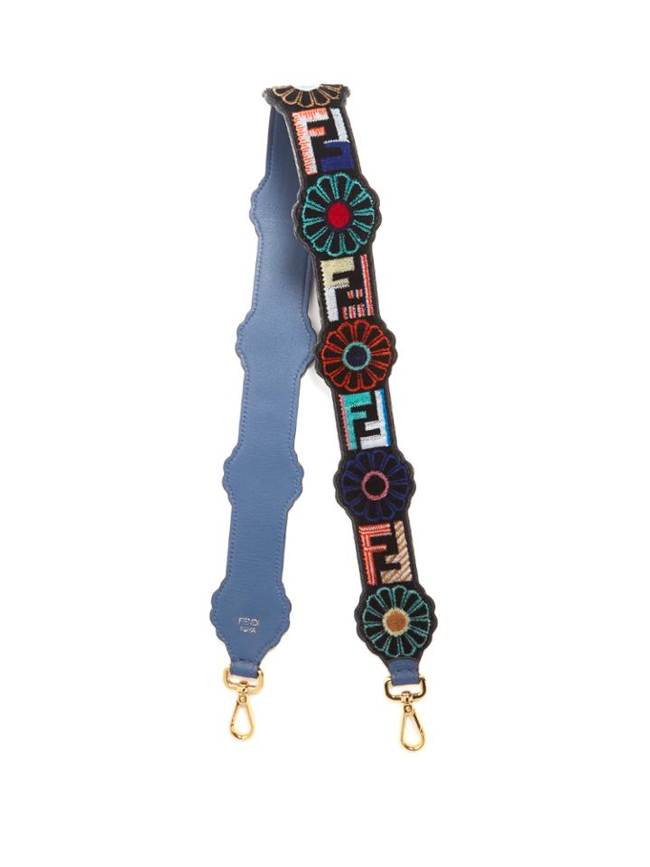 Fendi Strap You Logo And Flower-print Velvet Bag Strap