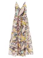 Emilio Pucci - Printed V-neck Cotton Dress - Womens - Navy Pink