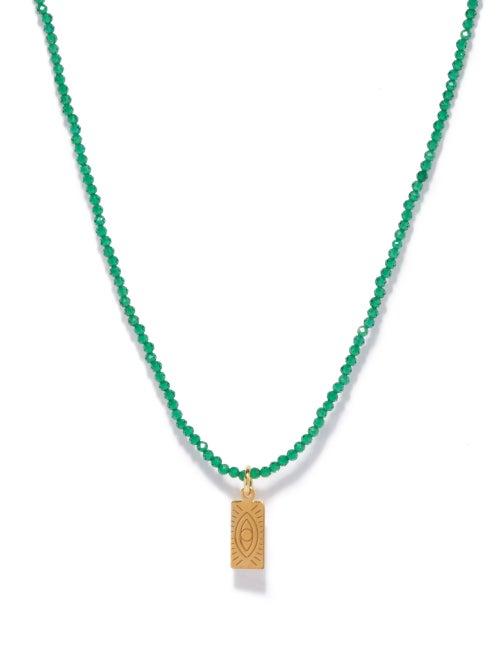 Hermina Athens - Hermena Tourmaline & Gold-plated Necklace - Womens - Green Gold